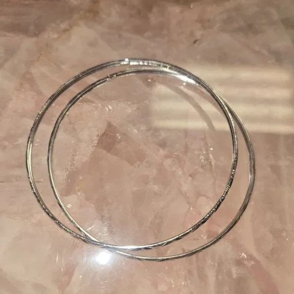 Sterling Silver 925 Bangle Braclets (2 pc. Set) - Picture 3 of 16